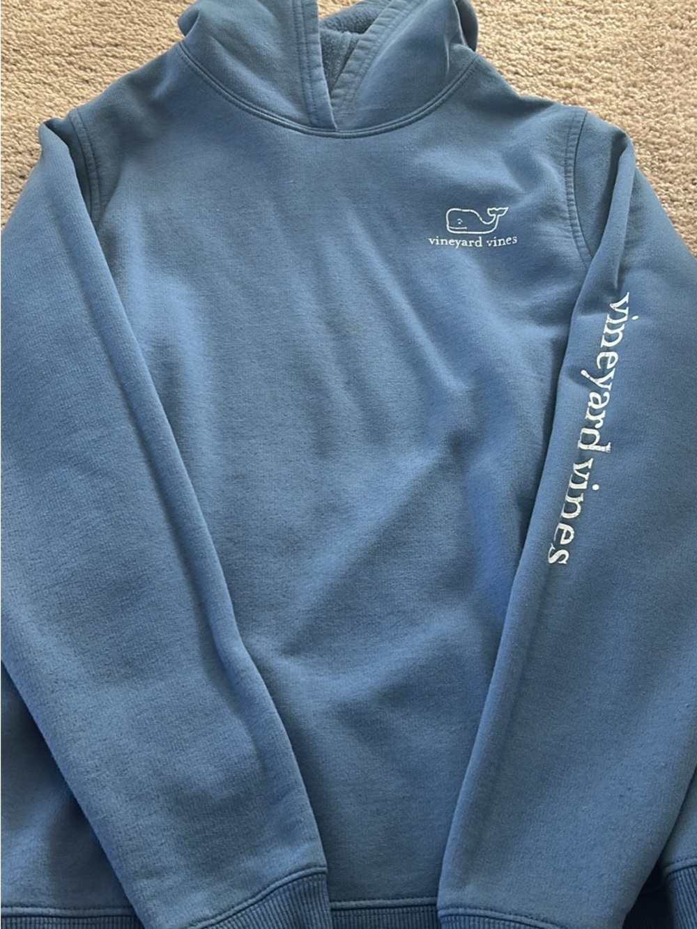 Vineyard Vines Slate Blue Crewneck Hoodie with Whale Logo